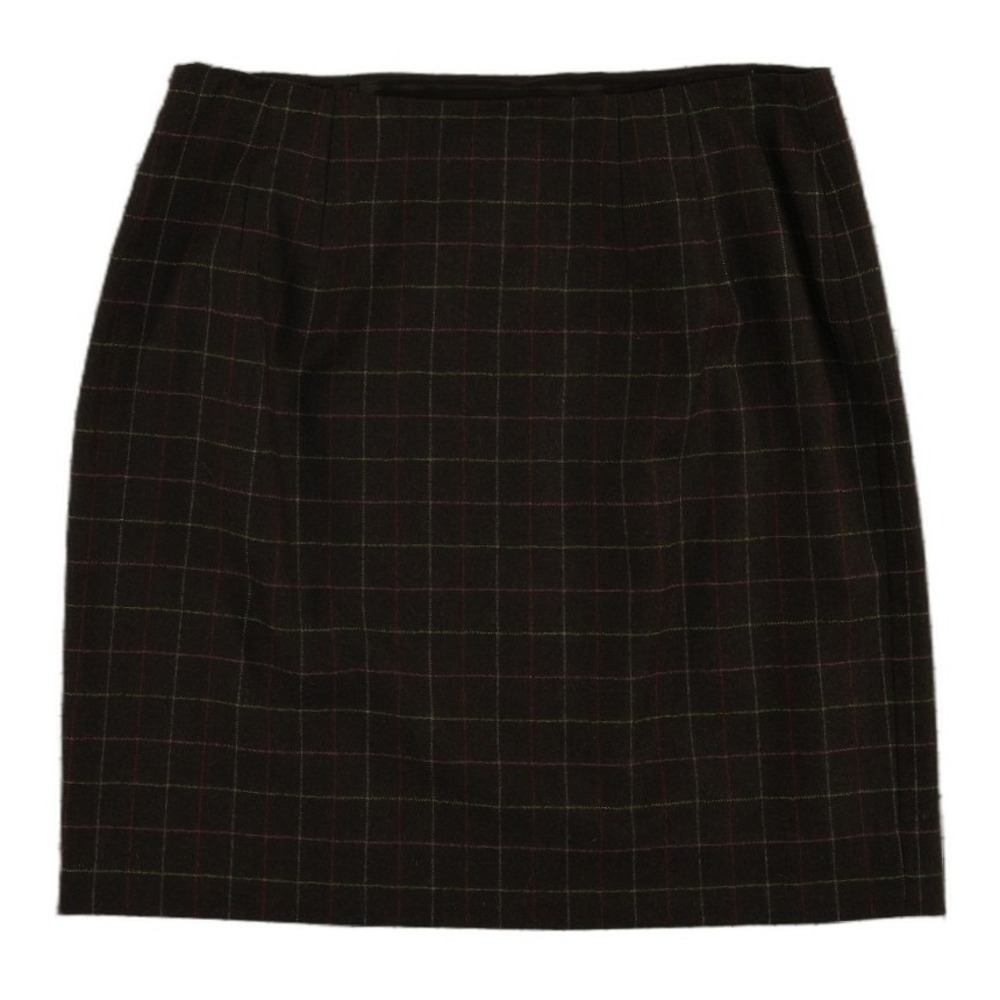 Talbots Pencil Skirt Women's Size 12 Brown Plaid Wool Stretch Knee Length